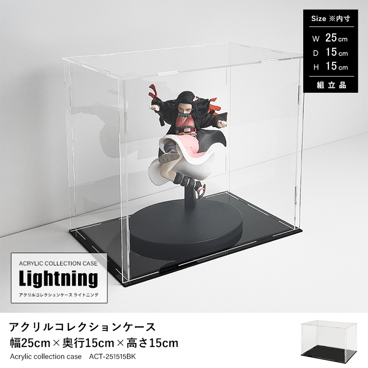 アクリルコレクションケース 幅20cm×奥行20cm×高さ30cm 地球家具 アクリルコレクションケース ライトニング Lightning 組立品 ACT-251515BK