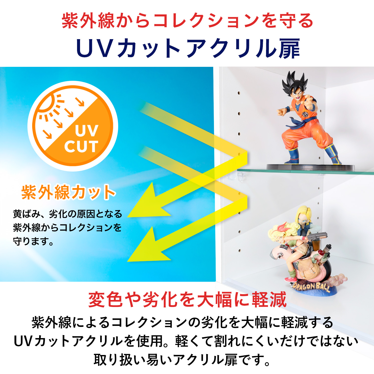 キューブボックス CCB CubeboxCCB ワイド幅76cm UVカット アクリル扉タイプ 本体+背面ミラーセット
