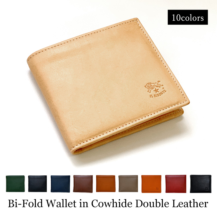 イルビゾンテ IL BISONTE 財布 二つ折り財布 SBW007 レザー レディース メンズ プレゼント IL BISONTE Bi-Fold Wallet in Cowhide Double Leather 10colors