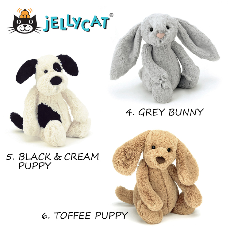 ジェリーキャット ぬいぐるみ　MONKEY、BEIGE BUNNY、CREAM BUNNY、GREY BUNNY