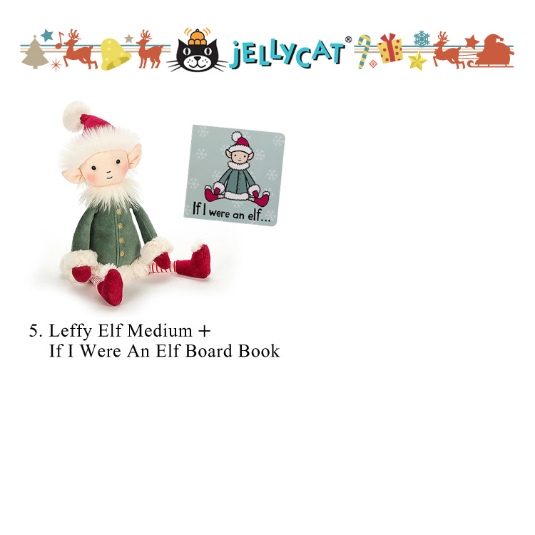 ジェリーキャット ぬいぐるみ+絵本セット　5. Leffy Elf Medium+If I Were An Elf Board Book