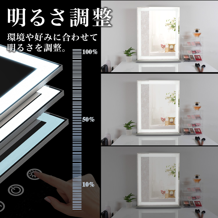 訳あり商品 アウトレット商品 女優ミラー全周LED幅40.5cm高さ49.7cm木製スタンドハリウッドミラー鏡台卓上ミラー壁掛けLEDミラー